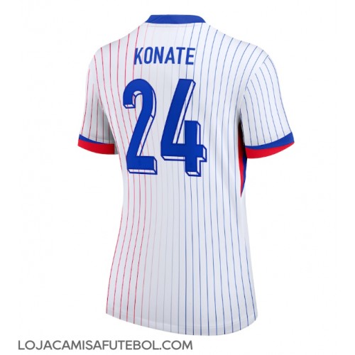 Camisa de Futebol França Ibrahima Konate #24 Equipamento Secundário Mulheres Europeu 2024 Manga Curta